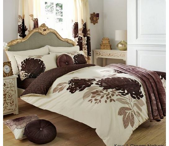 [hachette] PRINTED FLOWER FLORAL CREAM/NATURAL/BROWN CURTAINS SET + TIE BACKS 66`` X 72`` SIZE